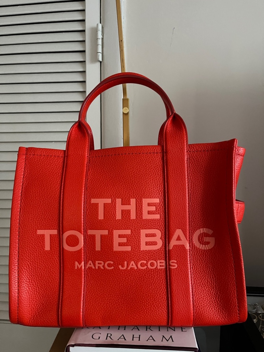 Marc Jacobs red pebbled leather tote